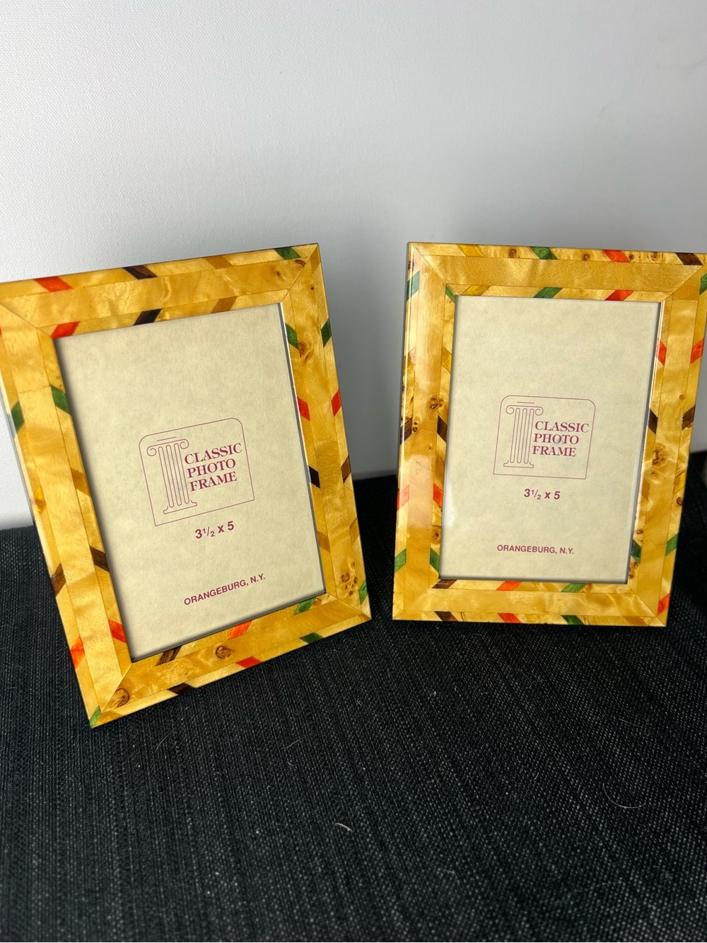Vintage Inlaid Wood Picture Frames Set of 2 Orangeburg NY
